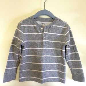 Janie and Jack Gray Striped Henley Long Sleeve Tee Shirt 3T